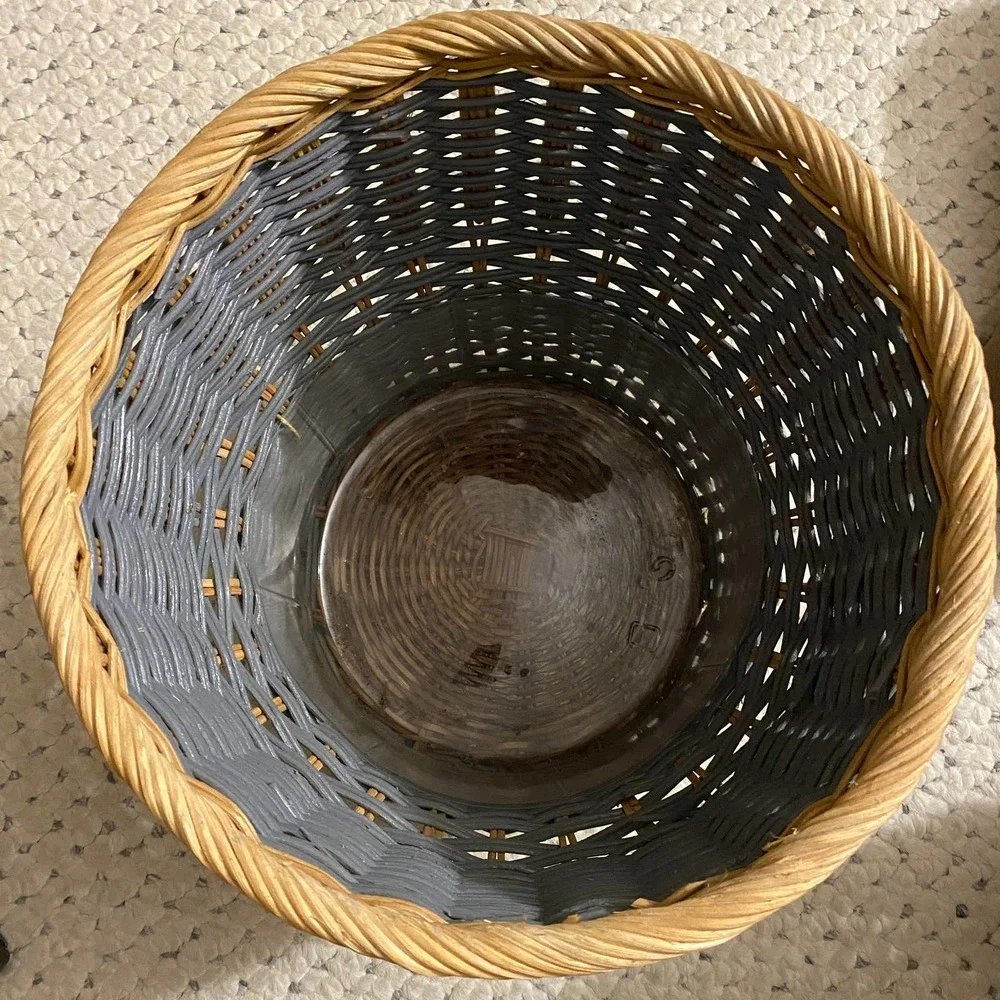 Anthropologie Woven Wicker Basket New Large Plant Pot Decor Decorative Wood tree